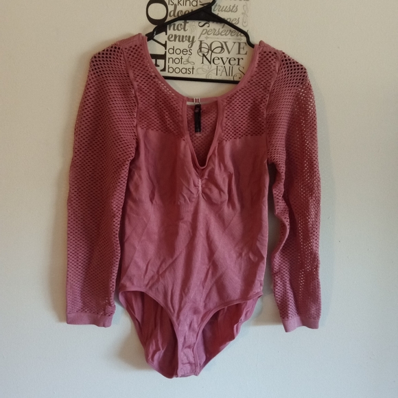 Mauve pink diamond choker bodysuit - Picture 4 of 4